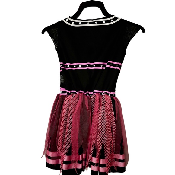 Spirit Halloween Punk Skull Costume Dress | Girls M | Black Pink Mesh - Picture 2 of 4